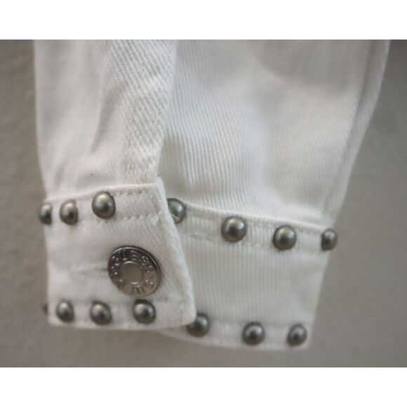 Guess Women's Sz S Kikoi Flower White Cara Floral Studded Denim Jacket - Picture 6 of 14